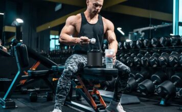 bodybuilder assume integratore